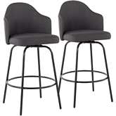 Ahoy 26" Counter Stool in Charcoal Gray Fabric & Black Metal (Set of 2)